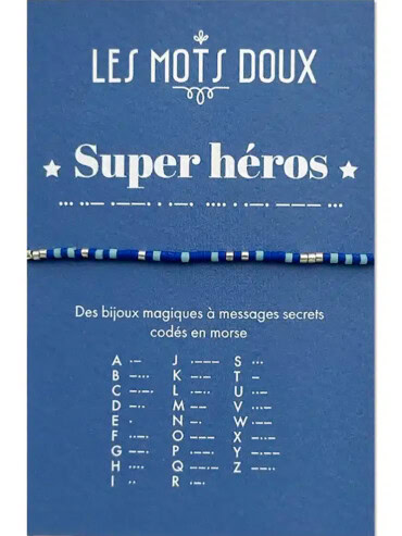 Bracelet enfant Super héros - bijou code morse avec message secret