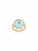 Bague fleur iris cristal aigue marine