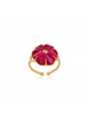 Bague fleur iris cristal tourmaline rose