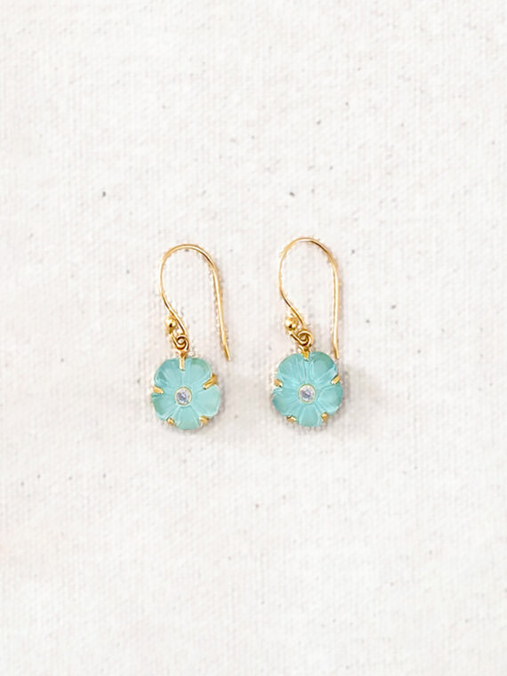 Boucles fleur tiny iris Aqua