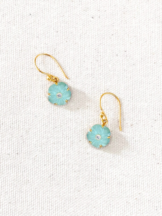 Boucles fleur tiny iris Aqua