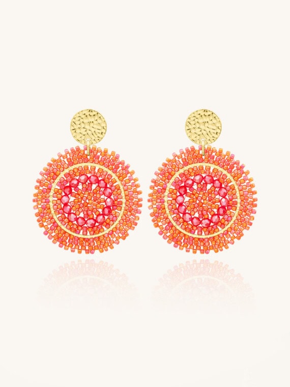 boucles d'oreilles pendantes mini Espagnola corail