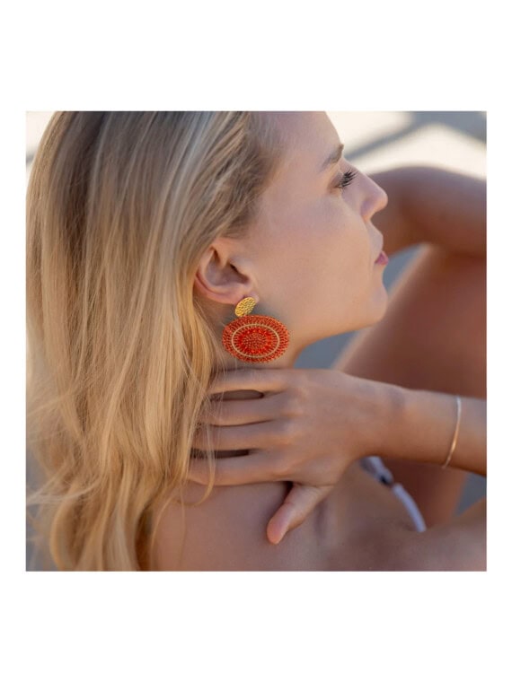 boucles d'oreilles pendantes mini Espagnola corail