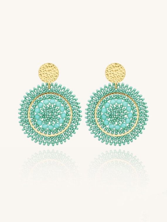 boucles d'oreilles pendantes mini Espagnola vert d'eau